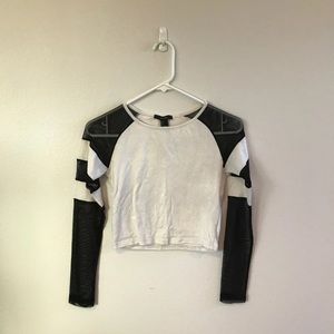 White Cropped Long Sleeve Shirt